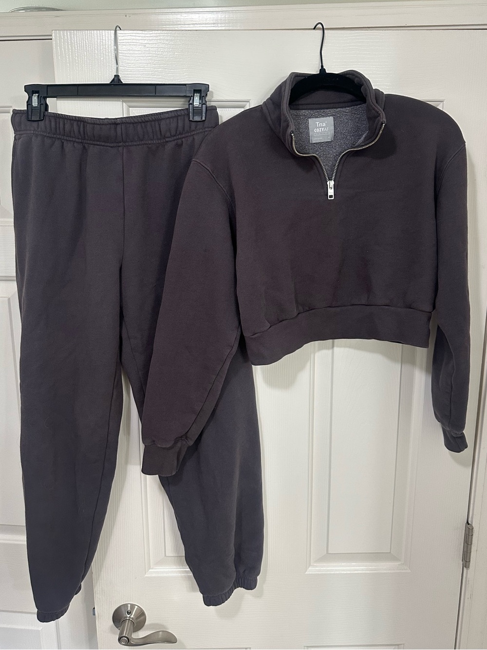 Aritzia TNA CozyAF Fleece Zip Jacket - Charcoal Gray